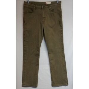 Wrangler Straight Fit Pants Mens 33x30 Olive Green Slack Flex Denim Jeans